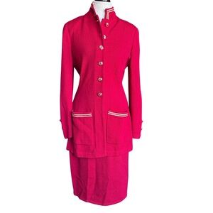 Vintage St John’s Marie Gray  red and gold sweater suit